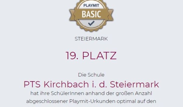 Wir gehören zu den Top 20! – PTS Kirchbach erreicht Platz 19 beim playmit AWARD 2025
